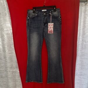 Stylish Dark Blue Flare Jeans